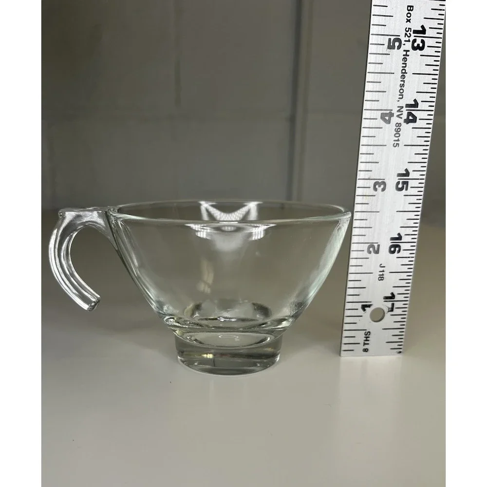 ORCHARD CRYSTAL EMBASSY HOOKED CUP CLEAR GLASS MCM Coffee Cup‎ Vtg Multi Avail